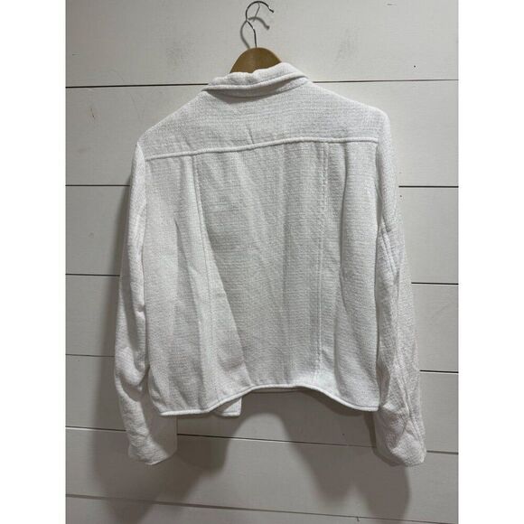 NWT Lulus Iconic Trend White Tweed Moto Jacket XL - Picture 7 of 10
